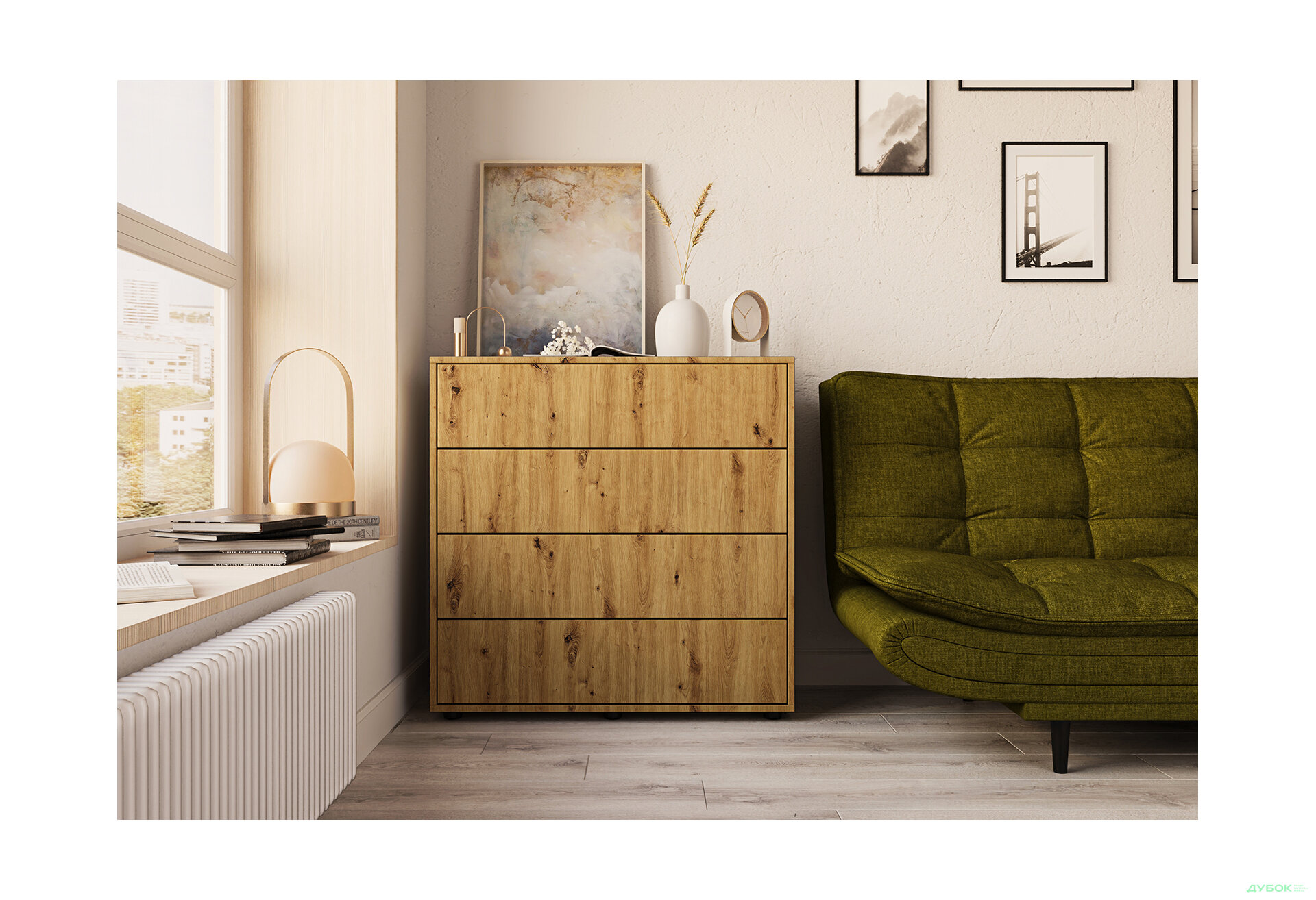 Изображение 2 - Комод Соло 90 4Dr (90х90х42) с 4 ящиками 90 см, дуб артизан