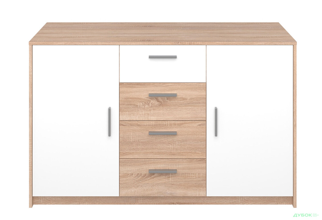 Комод VMV holding Ріко 2-дверний з 4 шухлядами 145 см Дуб сонома/Білий - Зображення 3 Зображення 3 - Комод VMV holding Ріко 2-дверний з 4 шухлядами 145 см Дуб сонома/Білий