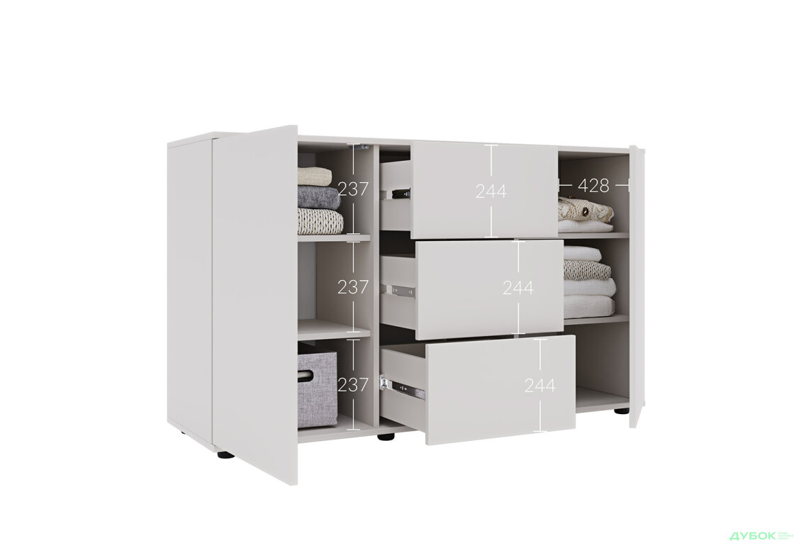 Изображение 6 - Комод 135 3Dr_2D (80х135х42) с 3 ящиками и дверцей 135 см, кашемир