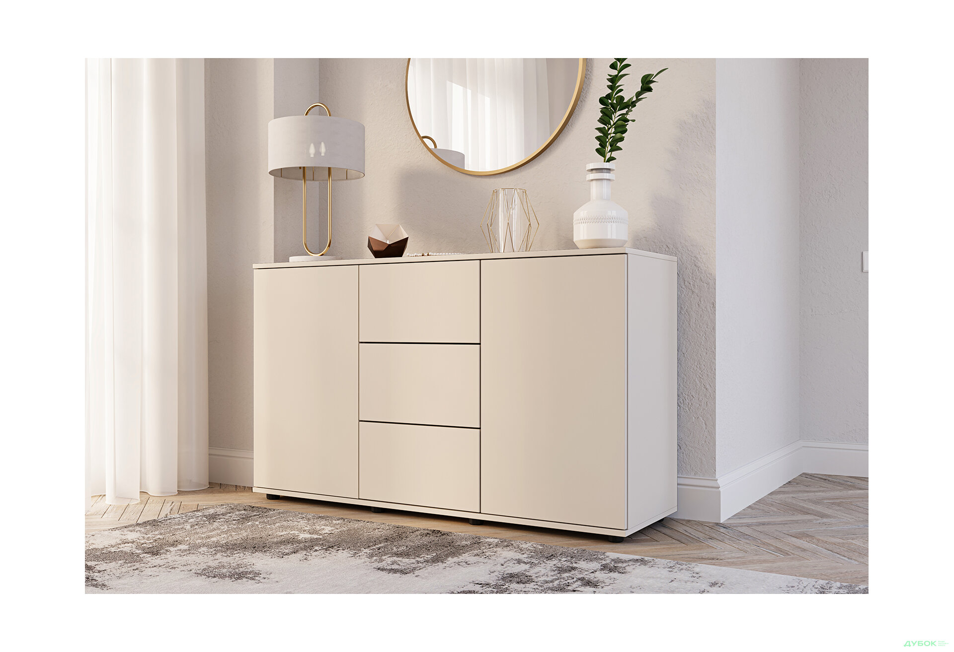 Изображение 4 - Комод 135 3Dr_2D (80х135х42) с 3 ящиками и дверцей 135 см, кашемир