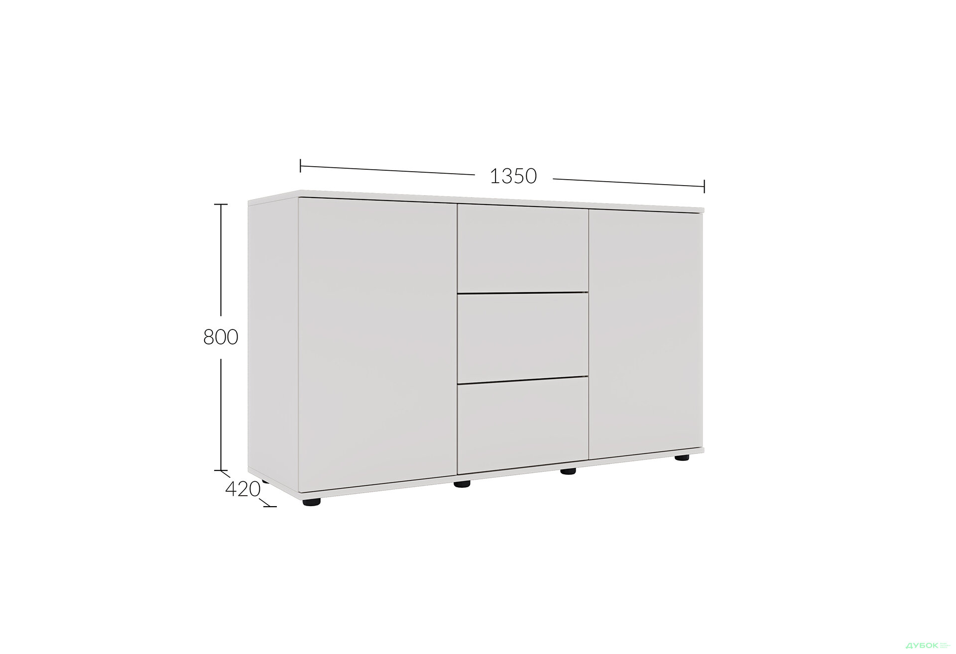 Изображение 5 - Комод 135 3Dr_2D (80х135х42) с 3 ящиками и дверцей 135 см, кашемир