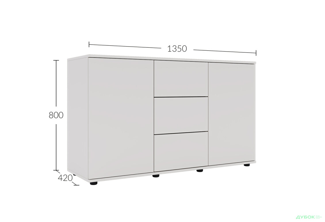 Изображение 5 - Комод 135 3Dr_2D (80х135х42) с 3 ящиками и дверцей 135 см, кашемир