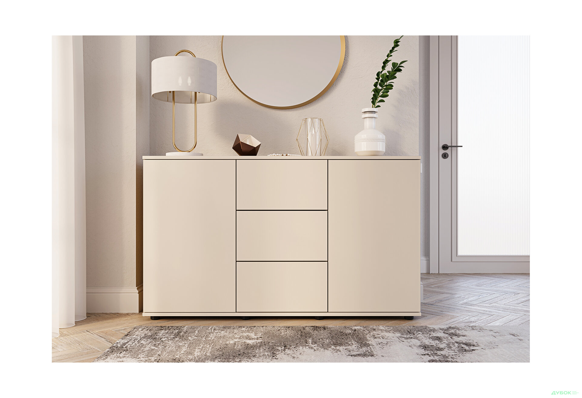 Изображение 2 - Комод 135 3Dr_2D (80х135х42) с 3 ящиками и дверцей 135 см, кашемир