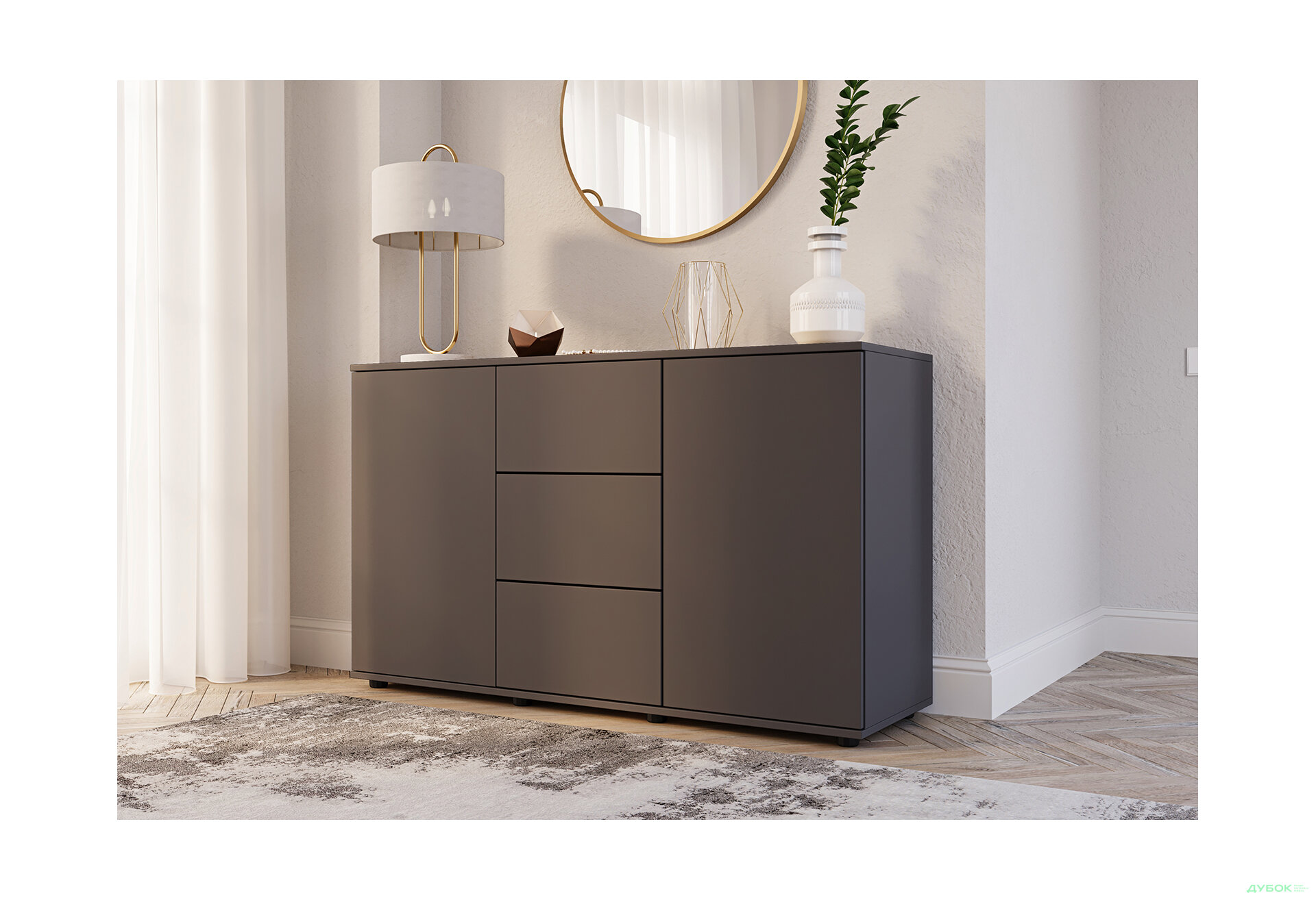 Изображение 4 - Комод 135 3Dr_2D (80х135х42) с 3 ящиками и дверцей 135 см, графит