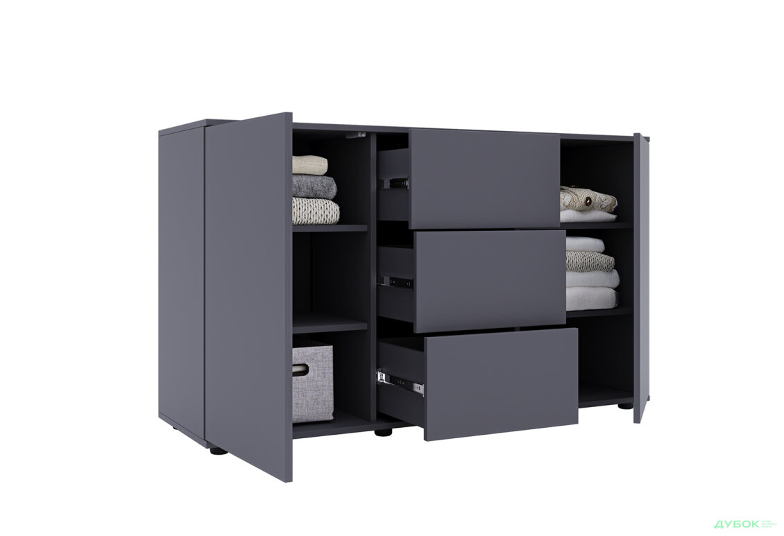 Изображение 3 - Комод 135 3Dr_2D (80х135х42) с 3 ящиками и дверцей 135 см, графит