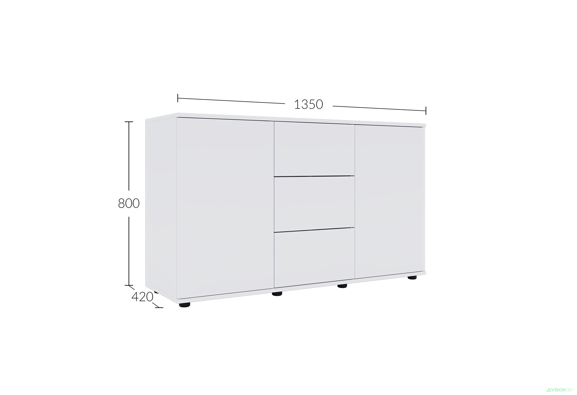 Изображение 5 - Комод 135 3Dr_2D (80х135х42) с 3 ящиками и дверцей 135 см, нимфея альба
