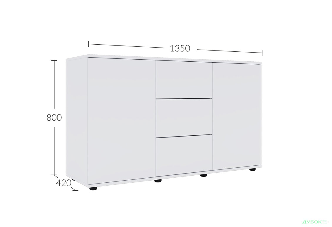 Изображение 5 - Комод 135 3Dr_2D (80х135х42) с 3 ящиками и дверцей 135 см, нимфея альба