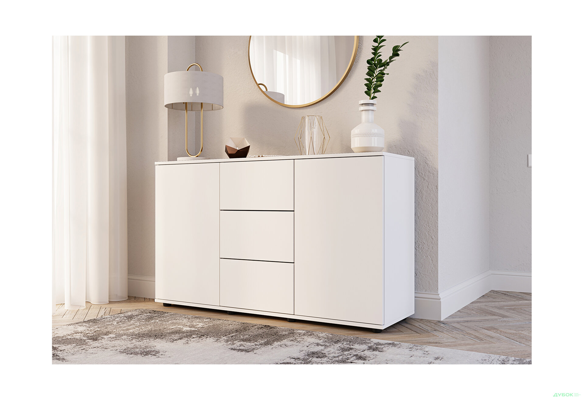 Изображение 4 - Комод 135 3Dr_2D (80х135х42) с 3 ящиками и дверцей 135 см, нимфея альба