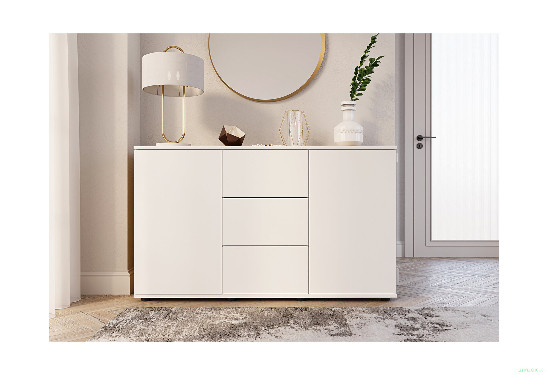 Изображение 2 - Комод 135 3Dr_2D (80х135х42) с 3 ящиками и дверцей 135 см, нимфея альба