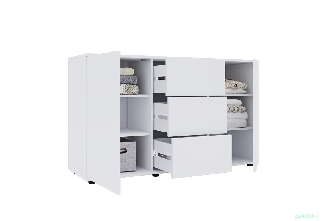 Изображение 3 - Комод 135 3Dr_2D (80х135х42) с 3 ящиками и дверцей 135 см, нимфея альба