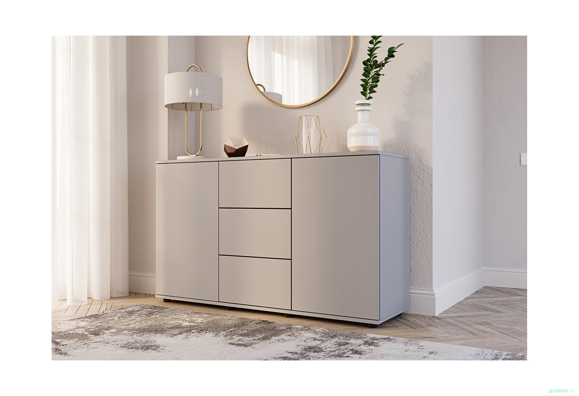 Изображение 4 - Комод 135 3Dr_2D (80х135х42) с 3 ящиками и дверцей 135 см, серая мышка