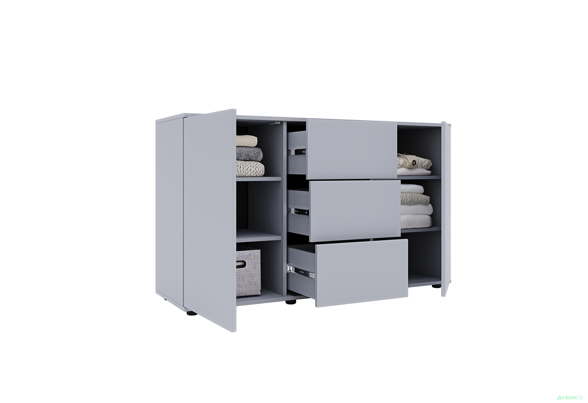 Изображение 3 - Комод 135 3Dr_2D (80х135х42) с 3 ящиками и дверцей 135 см, серая мышка