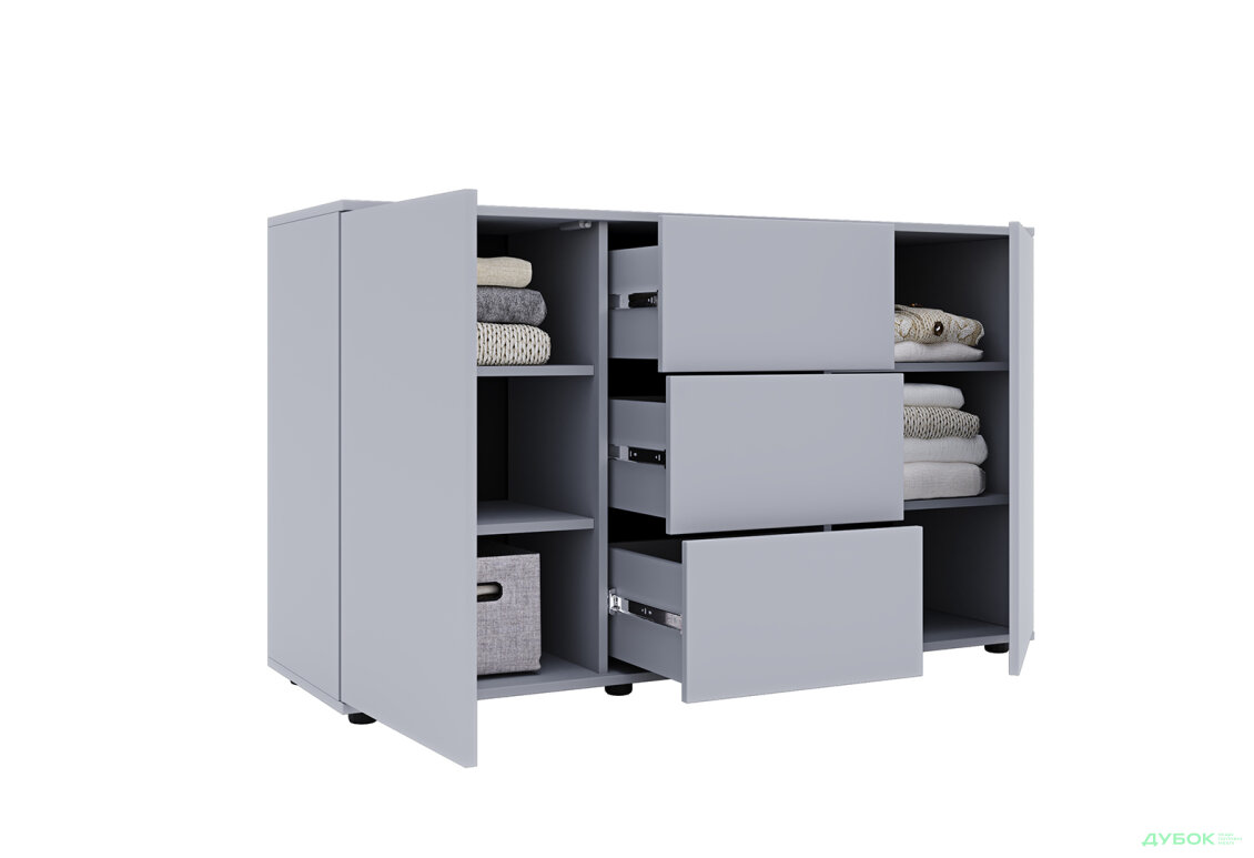 Изображение 3 - Комод 135 3Dr_2D (80х135х42) с 3 ящиками и дверцей 135 см, серая мышка