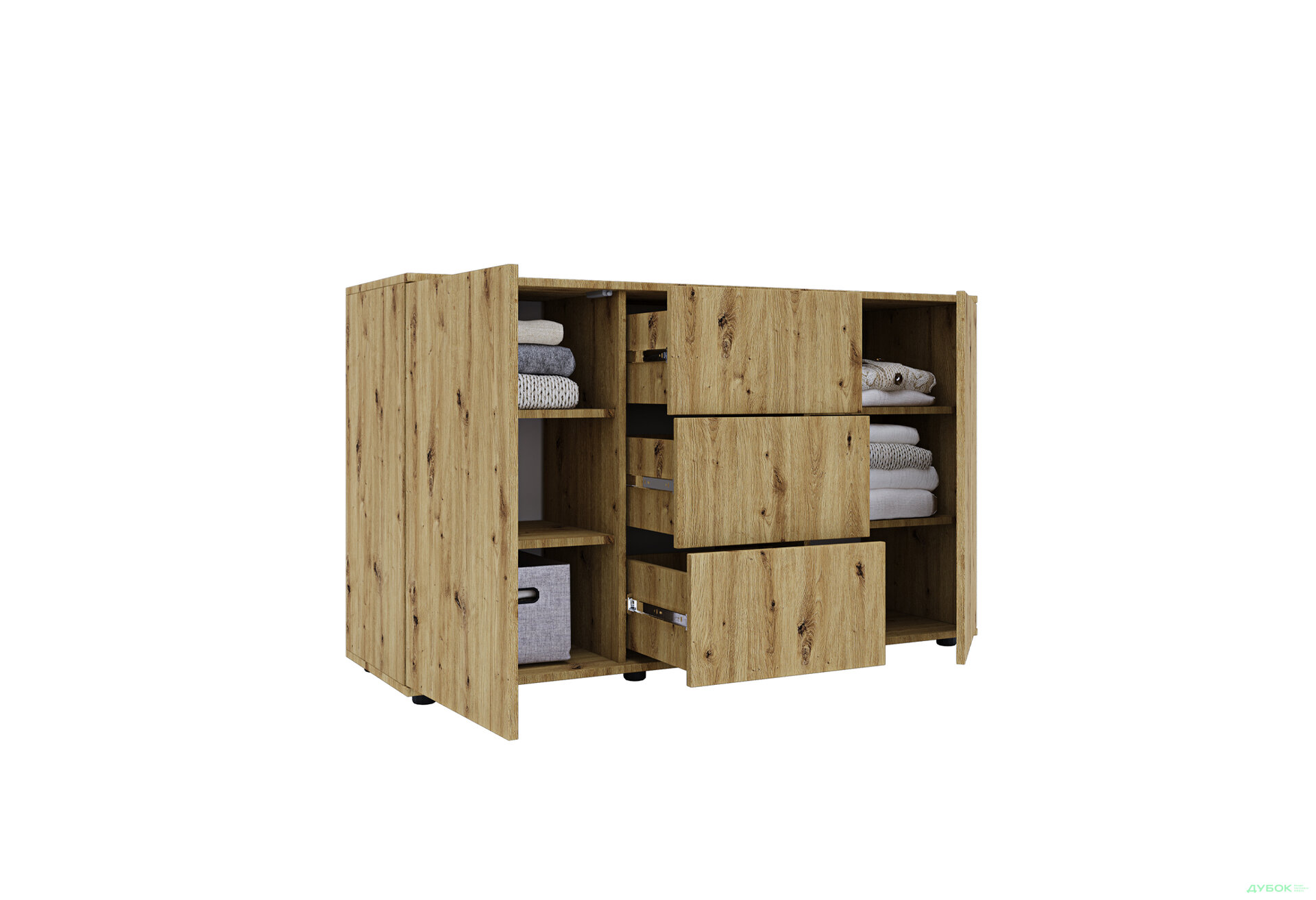 Изображение 3 - Комод 135 3Dr_2D (80х135х42) с 3 ящиками и дверцей 135 см, дуб артизан