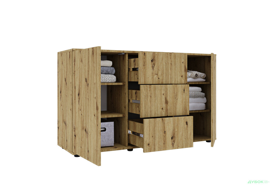 Изображение 3 - Комод 135 3Dr_2D (80х135х42) с 3 ящиками и дверцей 135 см, дуб артизан