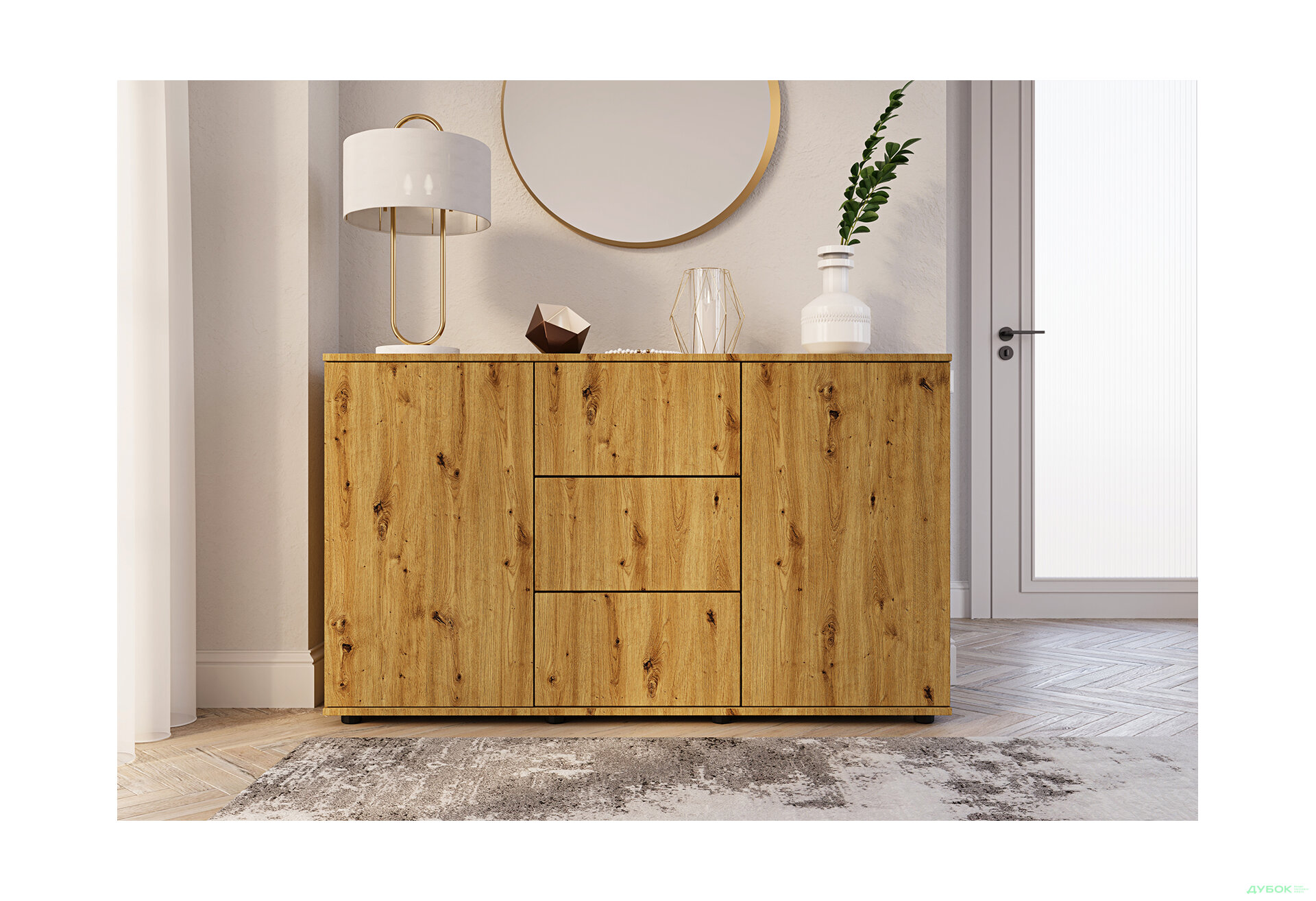 Изображение 2 - Комод 135 3Dr_2D (80х135х42) с 3 ящиками и дверцей 135 см, дуб артизан