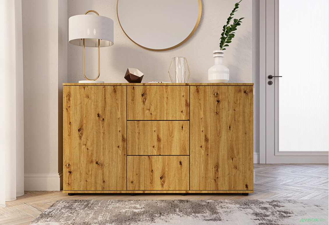 Изображение 2 - Комод 135 3Dr_2D (80х135х42) с 3 ящиками и дверцей 135 см, дуб артизан