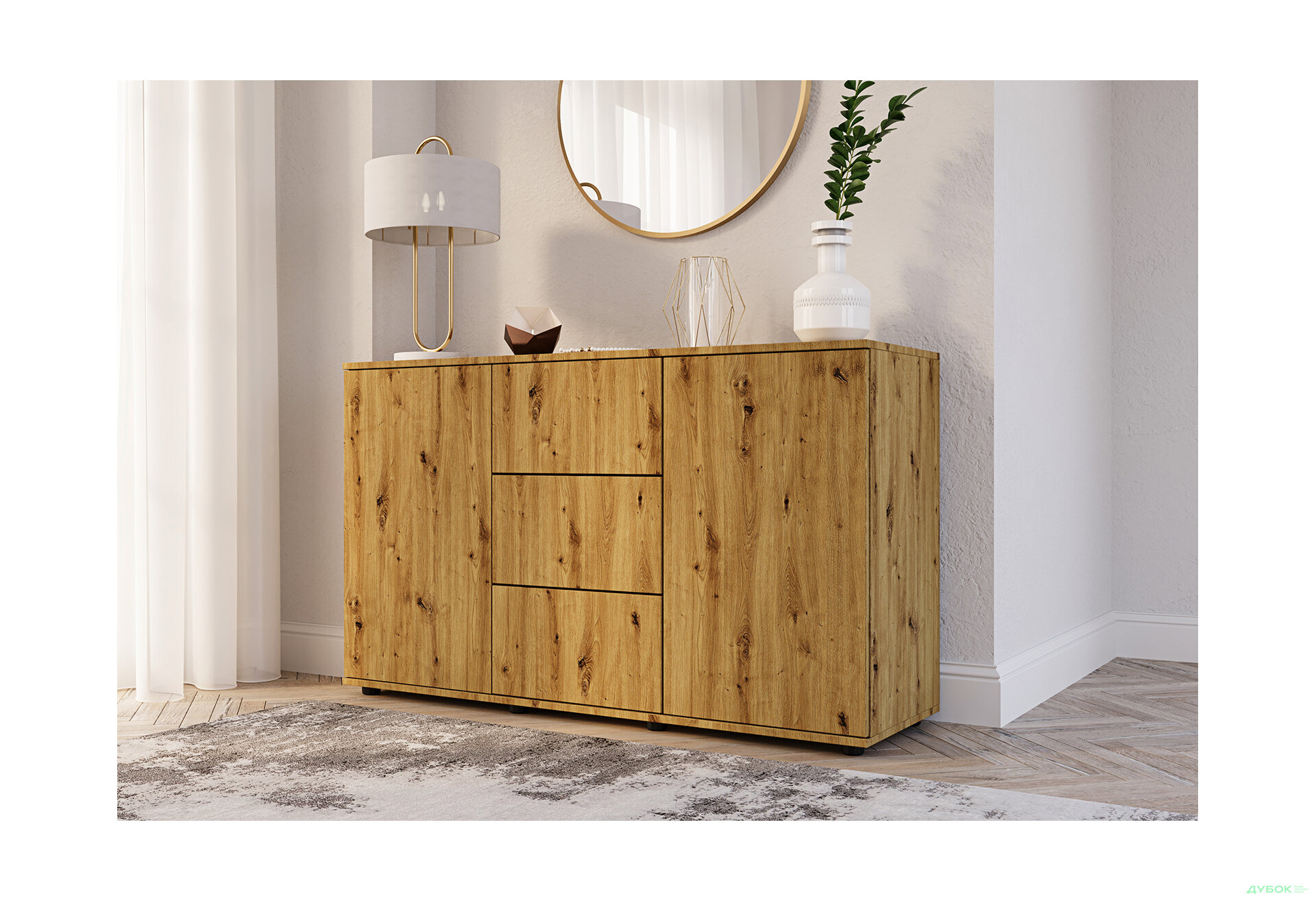 Изображение 4 - Комод 135 3Dr_2D (80х135х42) с 3 ящиками и дверцей 135 см, дуб артизан