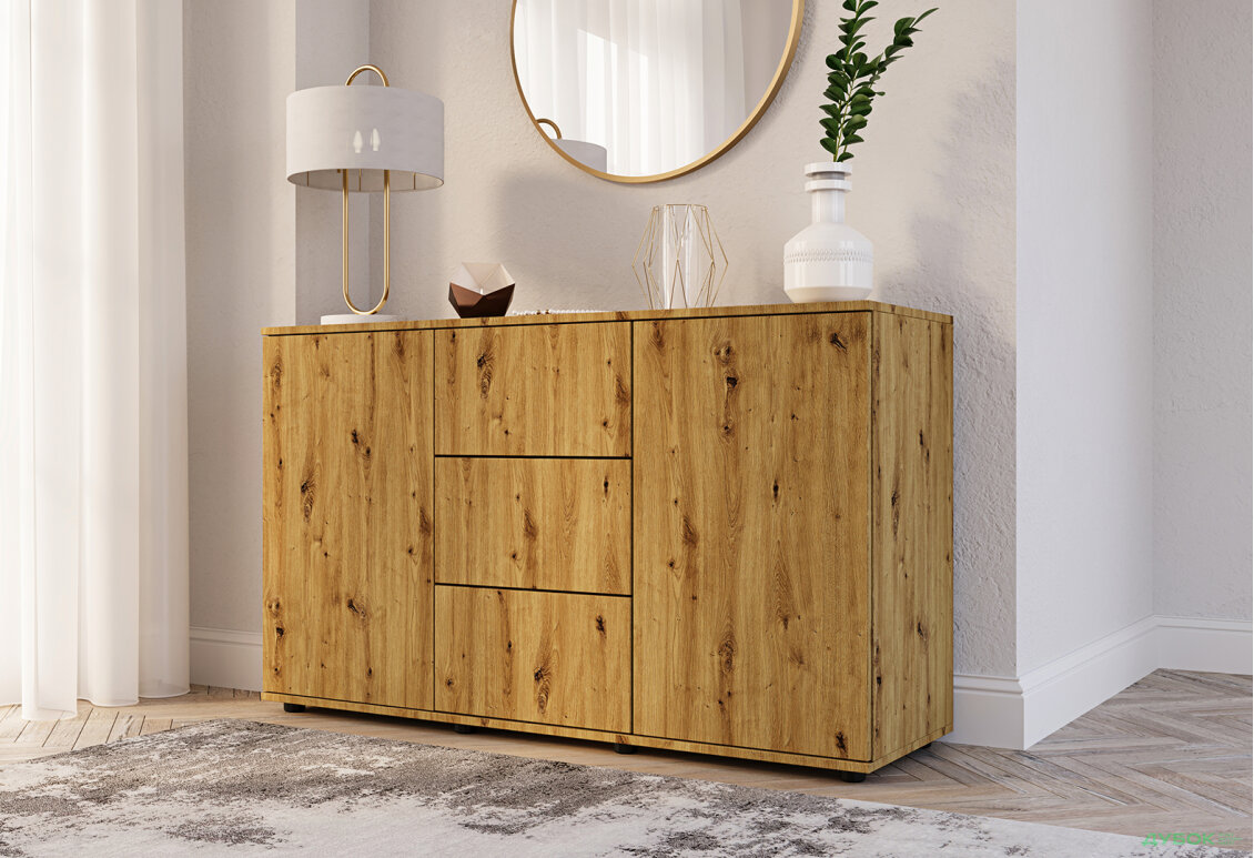Изображение 4 - Комод 135 3Dr_2D (80х135х42) с 3 ящиками и дверцей 135 см, дуб артизан