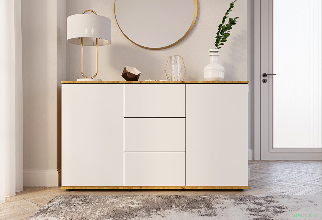 Изображение 2 - Комод 135 3Dr_2D (80х135х42) с 3 ящиками и дверцей 135 см, дуб артизан / німфея альба