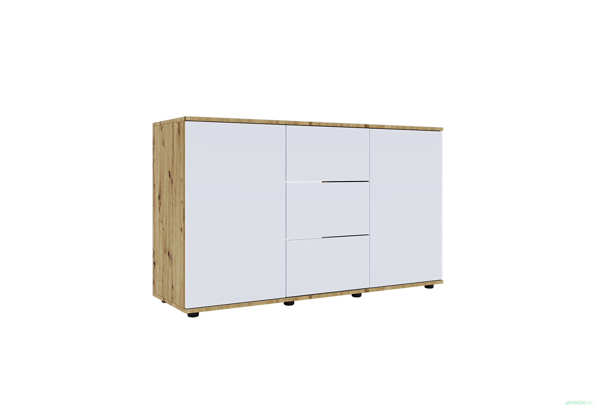 Изображение 1 - Комод 135 3Dr_2D (80х135х42) с 3 ящиками и дверцей 135 см, дуб артизан / німфея альба