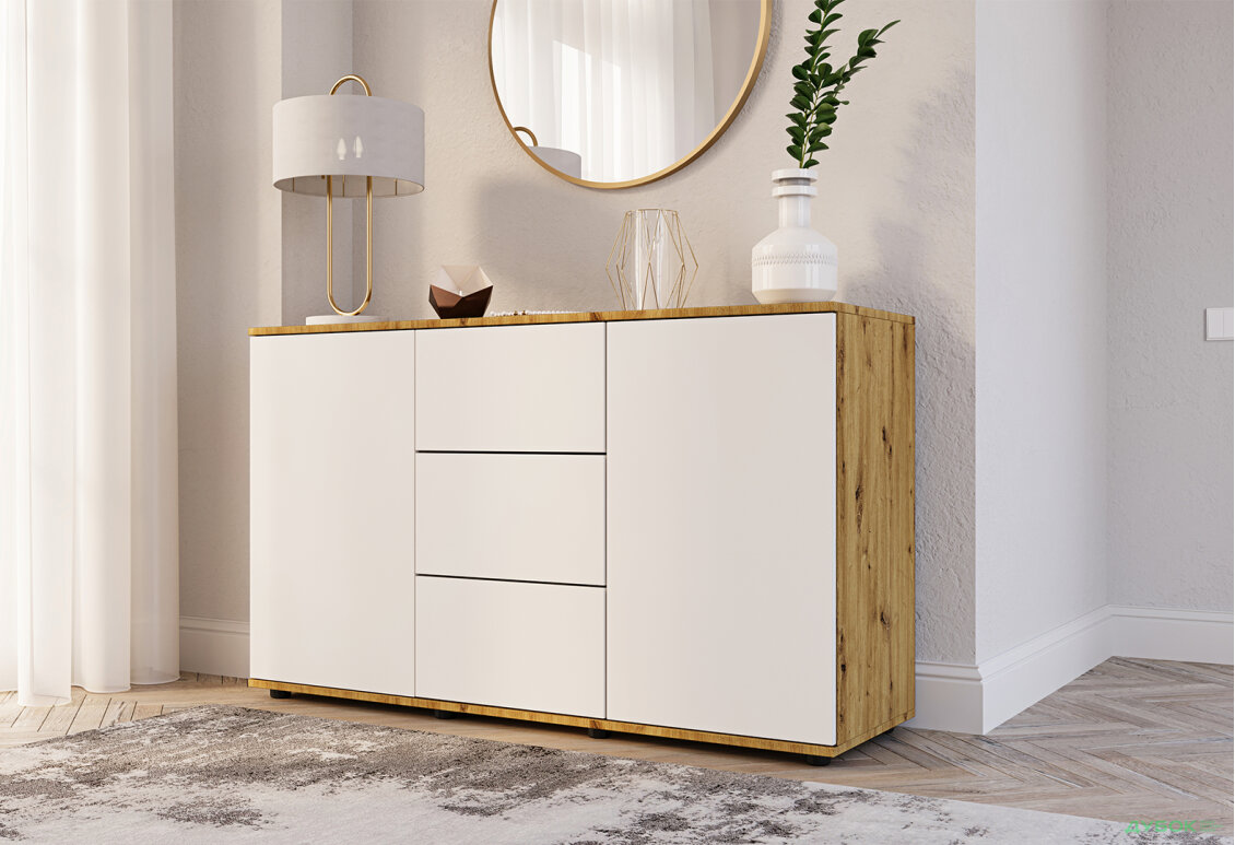 Изображение 4 - Комод 135 3Dr_2D (80х135х42) с 3 ящиками и дверцей 135 см, дуб артизан / німфея альба