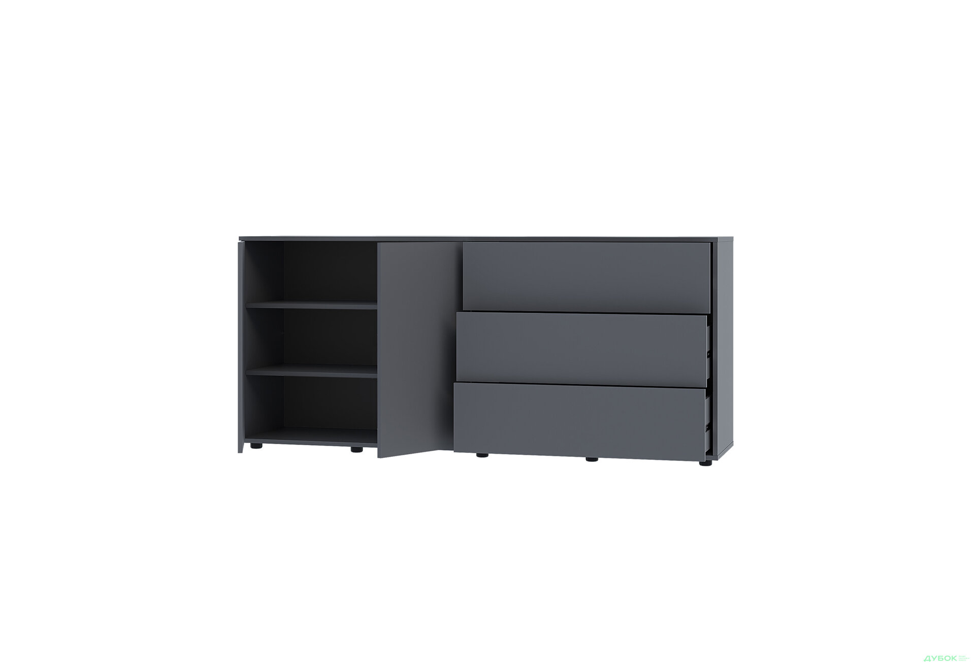 Изображение 3 - Комод 180 2D_3Dr (80х180х42) с 3 ящиками и дверцей 180 см, графит