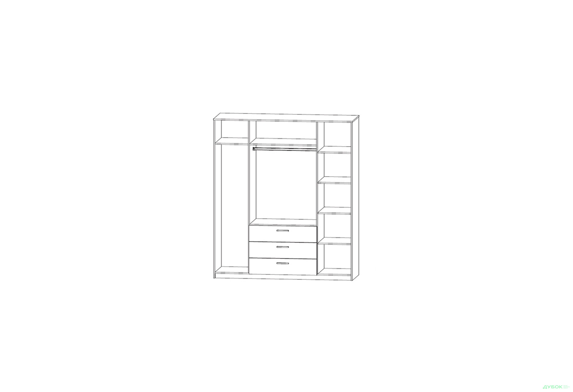 Шафа VMV holding Ріко 4-дверна з 3 шухлядами 180 см Дуб сонома /Білий - Зображення 4 Зображення 4 - Шафа VMV holding Ріко 4-дверна з 3 шухлядами 180 см Дуб сонома /Білий