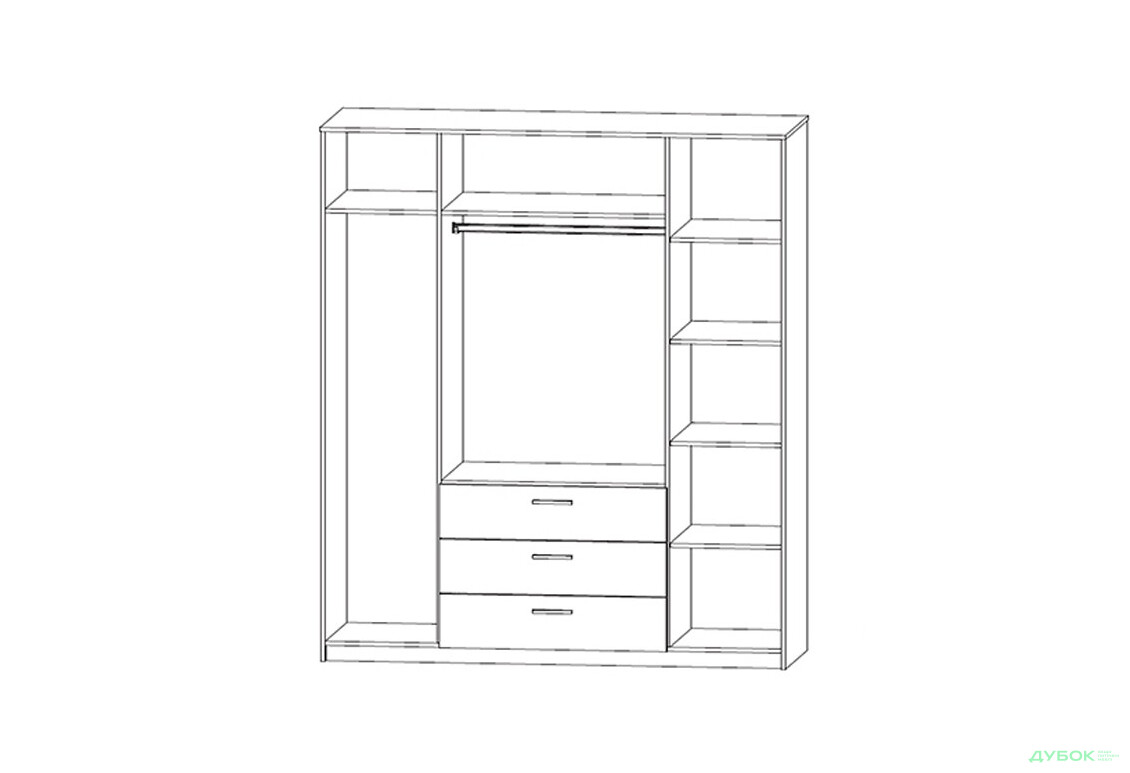 Шафа VMV holding Ріко 4-дверна з 3 шухлядами 180 см Дуб сонома /Білий - Зображення 4 Зображення 4 - Шафа VMV holding Ріко 4-дверна з 3 шухлядами 180 см Дуб сонома /Білий
