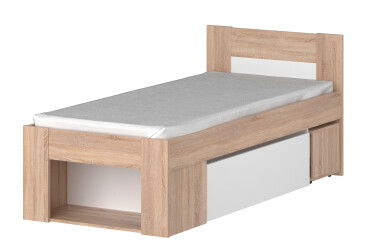 Кровать VMV holding Рико 90х200 см с ящиками и выездной тумбой, дуб сонома/белый