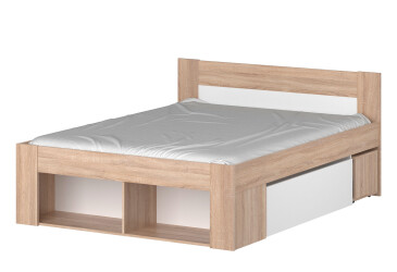 Кровать VMV holding Рико 160х200 см с ящиками и тумбами, дуб сонома/белый