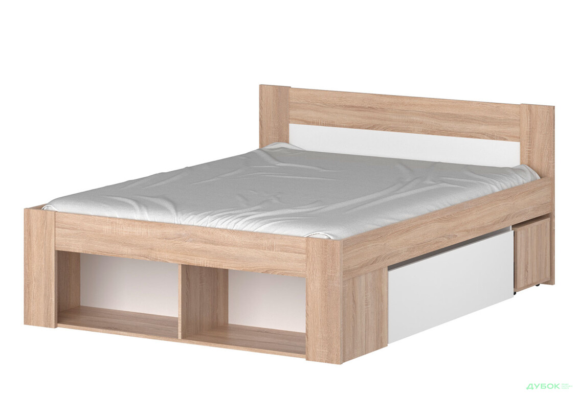 Ліжко VMV holding Ріко 160х200 см з шухлядами і тумбами, дуб сонома/білий