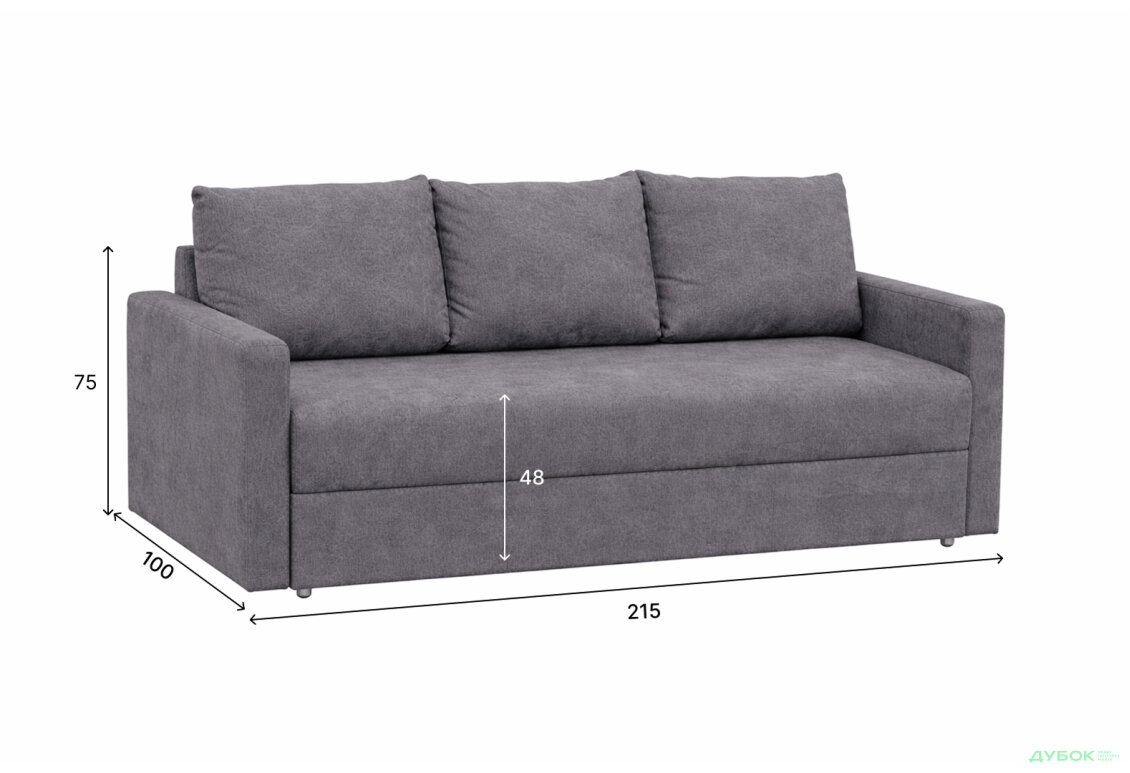 Изображение 4 - Диван Фортеза 215x100 см темно-серый Аляска 05