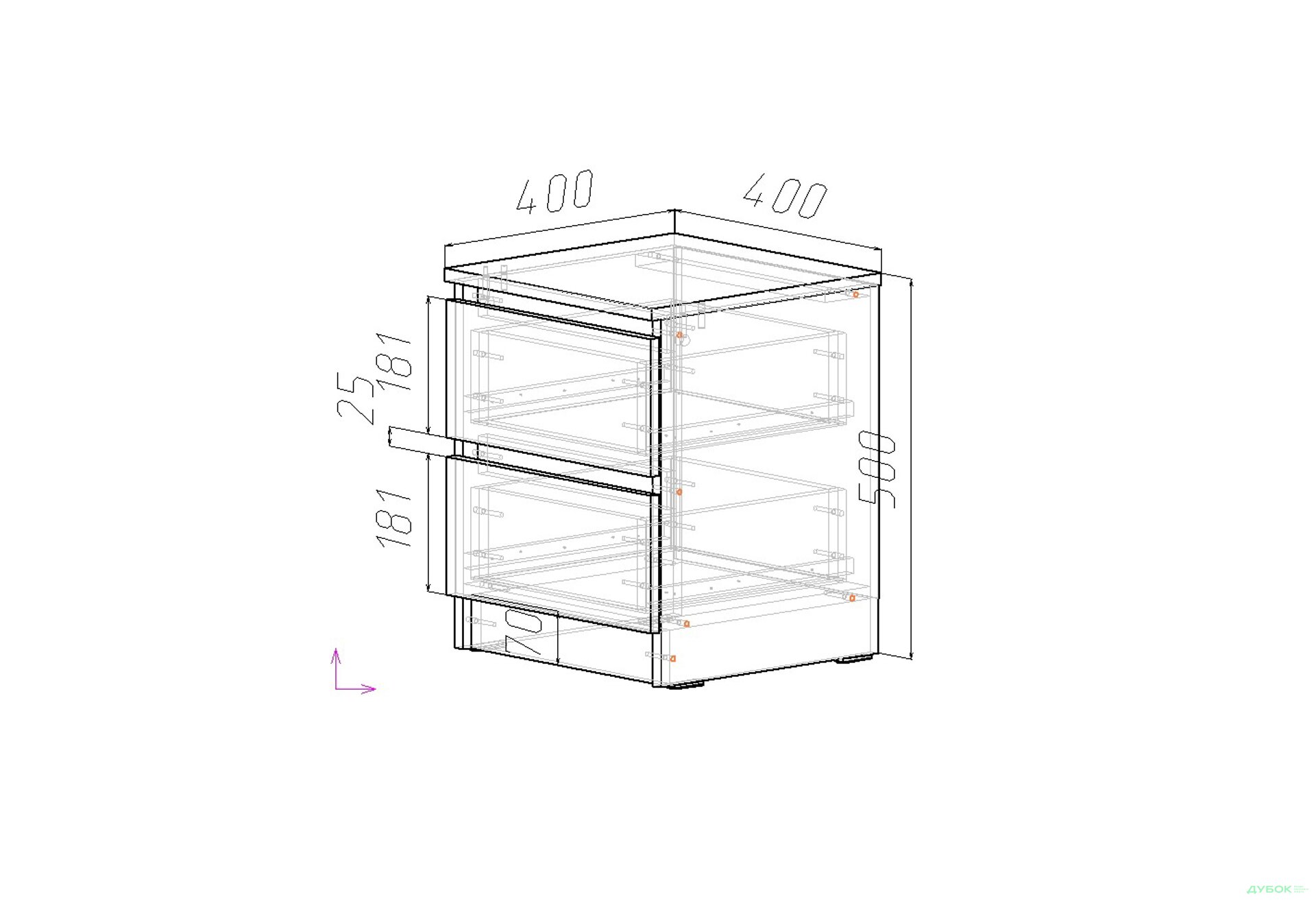 Зображення 31 - Приліжкова тумба Таун ТТ-5 з 2 шухлядами, 40 см