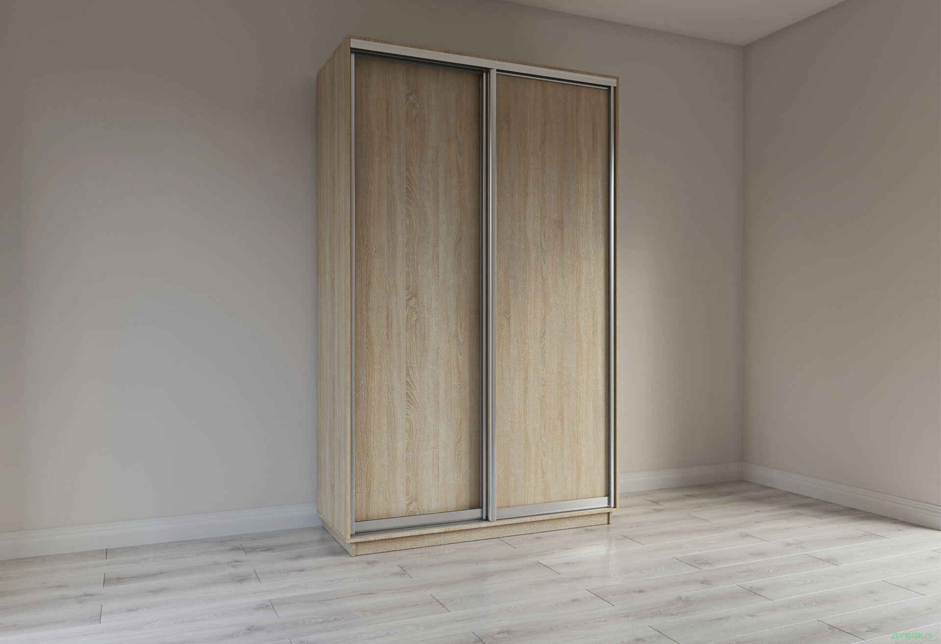 Изображение 1 - Шкаф-купе 2 ДСП 140x220x60 см, дуб сонома, профиль серебро