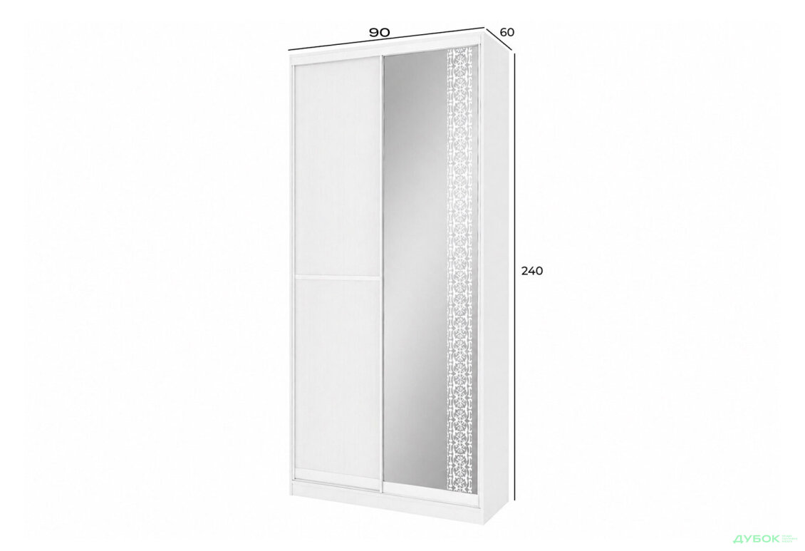 Зображення 4 - Шафа-купе 2-дверна з дзеркалом німфея альба 90x240 см