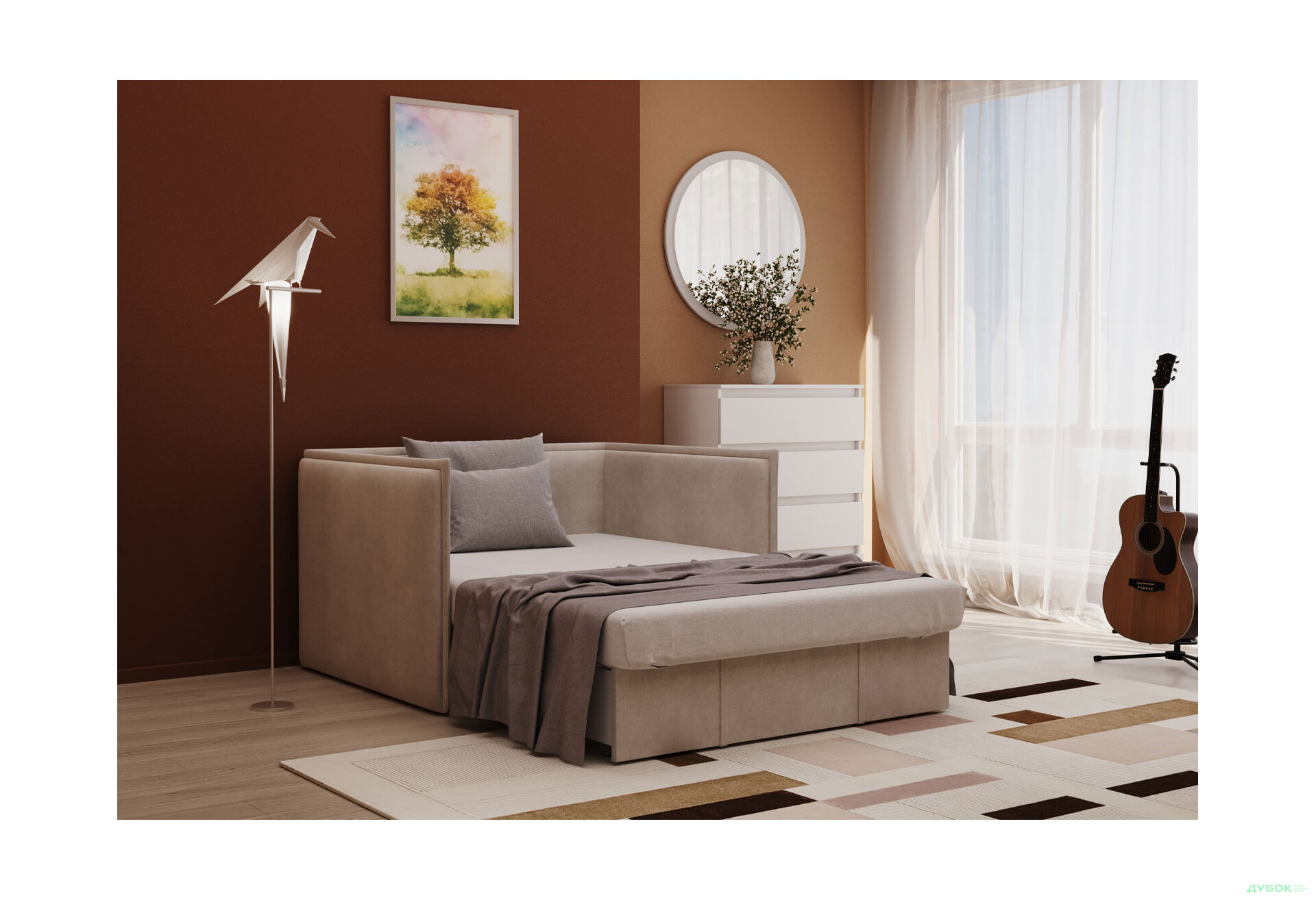 Зображення 5 - Диван Джерсі / Jersey 120х190 см, світлий беж (Hilton 03)