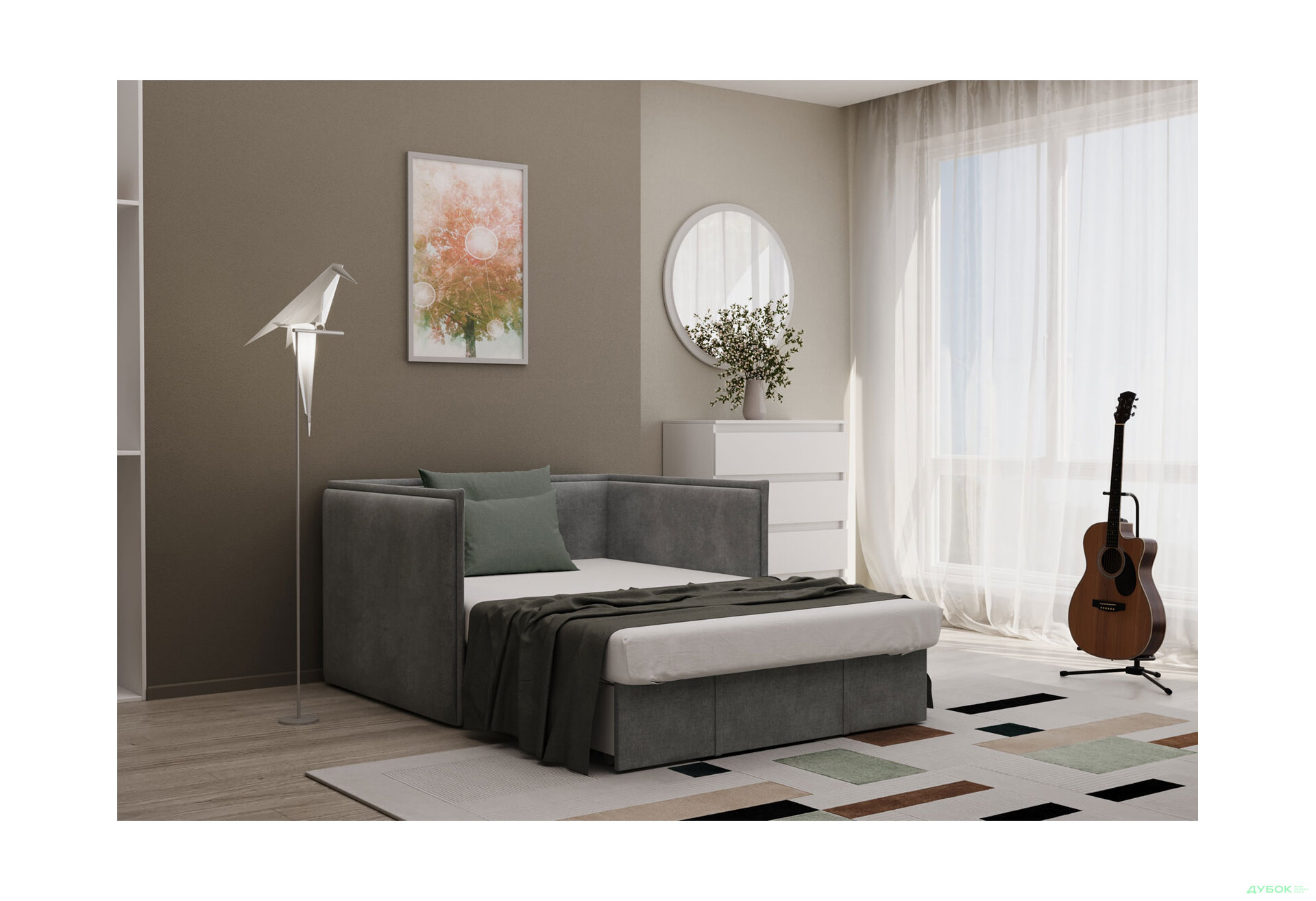 Зображення 6 - Диван Джерсі / Jersey 120х190 см, темно-сірий (Hilton 16)
