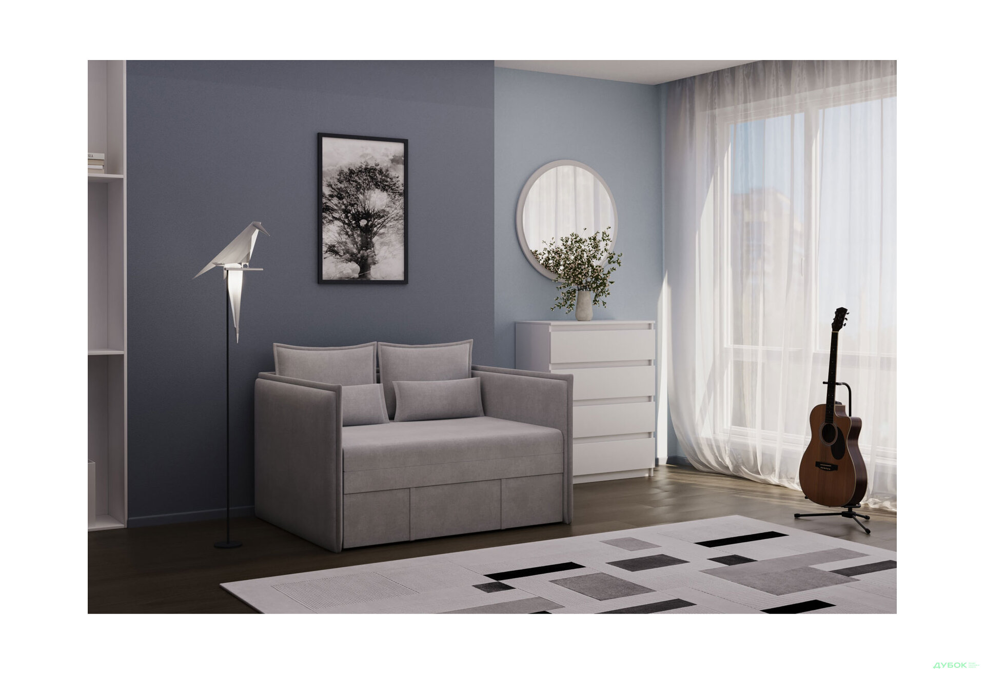 Зображення 2 - Диван Джерсі / Jersey 120х190 см, сірий (Hilton 24)