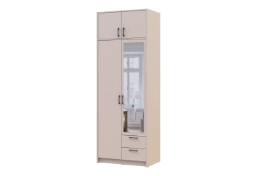 Шкаф Ронди 2-дверная с зеркалом, антресолей и 2 ящиками 82 см Кашемир