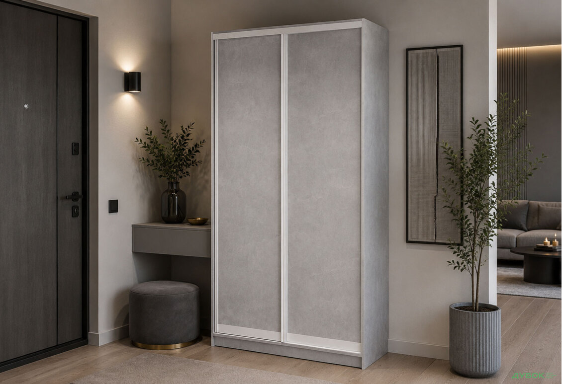 Зображення 2 - Шафа-купе 2-дверна бетон 90х45х240 см, білий профіль Loft WT
