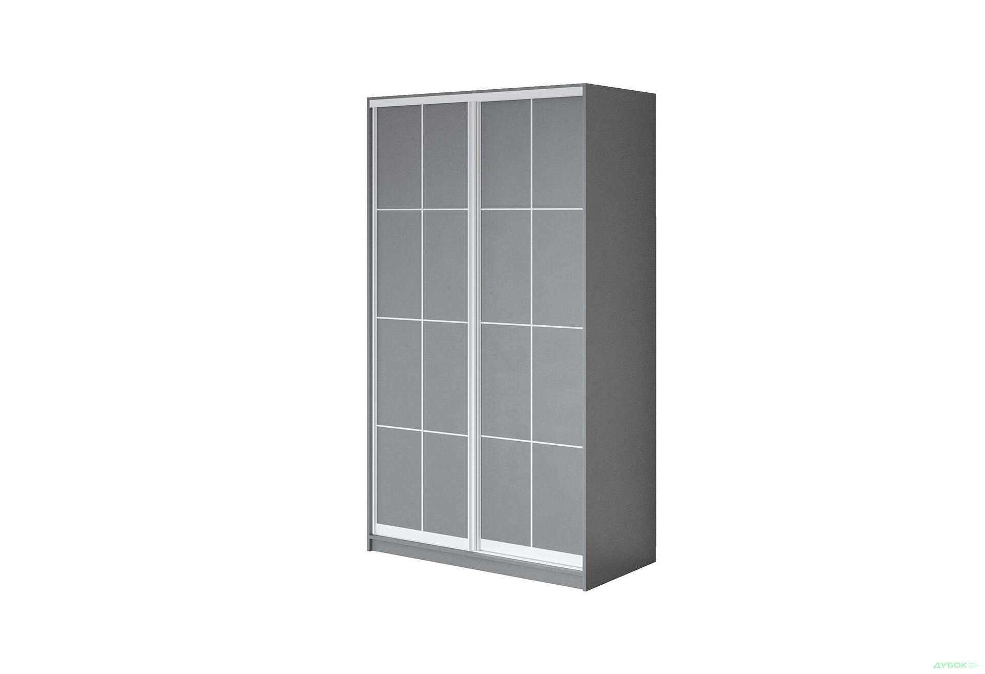 Зображення 1 - Шафа-купе 2Д сірий 130х60х240 см, профіль білий Loft WT