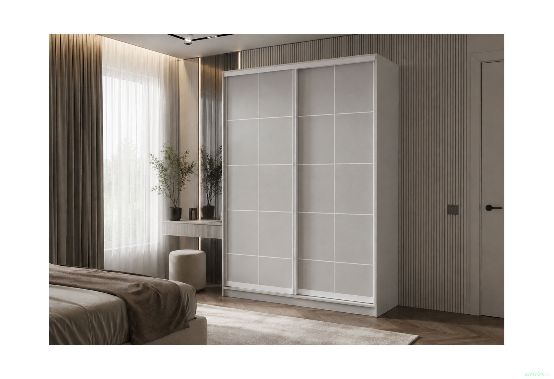 Зображення 2 - Шафа-купе 2-дверна Lines 170х60х240 см, кашемір, профіль білий Loft WT