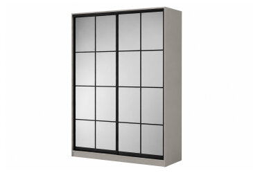 Шкаф-купе 2 зеркала Lines 180х60х240 см, кашемир, профиль черный матированный LOFT BL