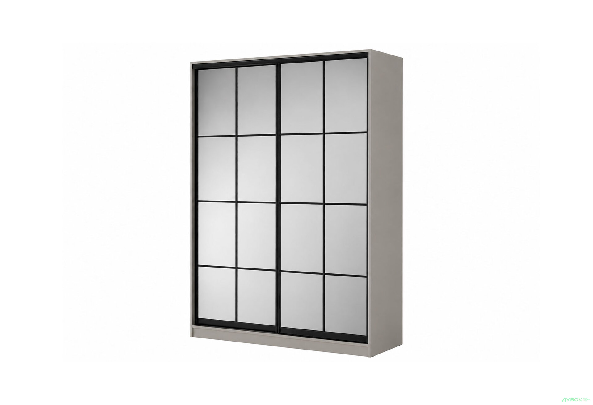 Зображення 1 - Шафа-купе 2 дзеркала Lines 180х60х240 см, кашемір, профіль чорний матований LOFT BL