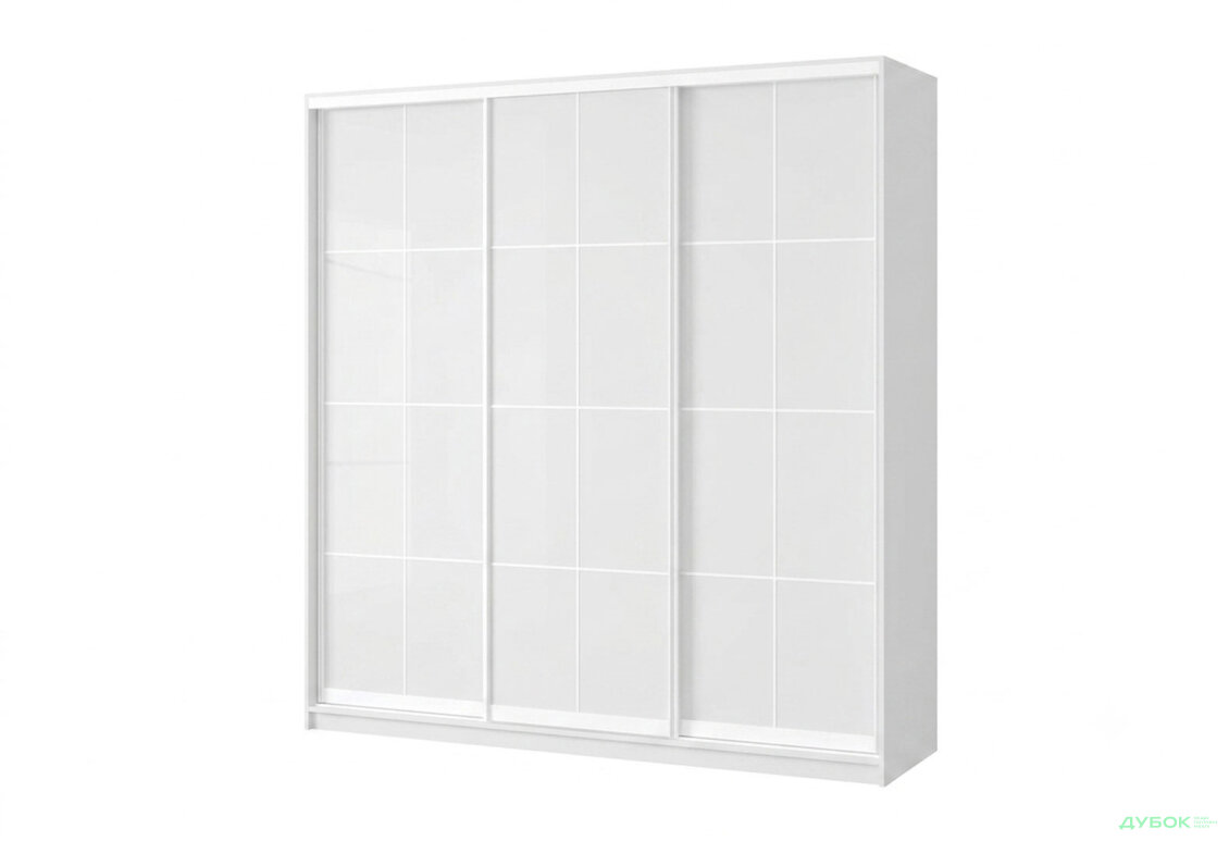 Шафа-купе 3-дверна Lines 200x60x240 см, німфея альба з білим профілем