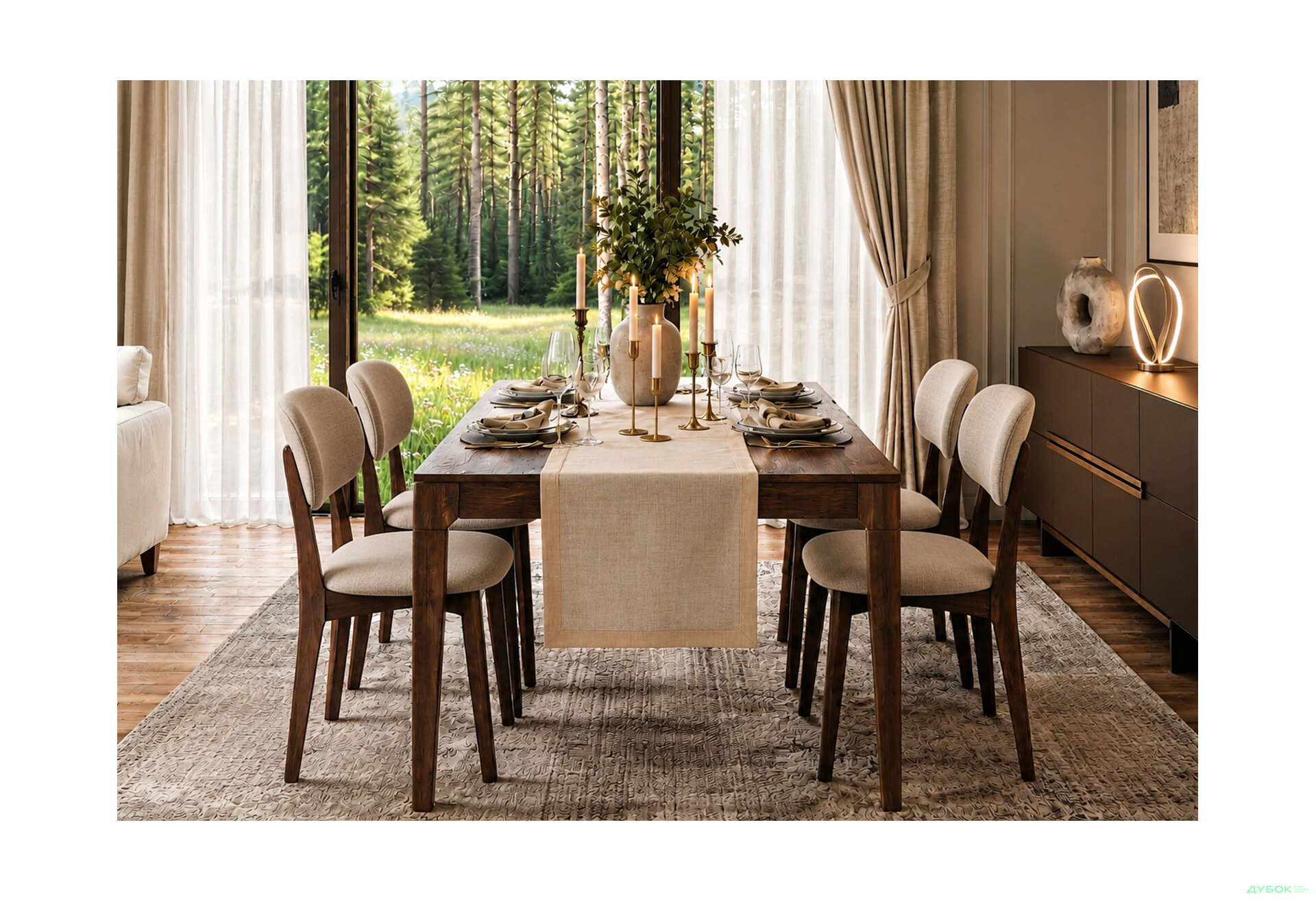 Зображення 2 - Стілець Макарон (дубовий) Stained oaк 48,5х56х82 см, тканина Diosa 11