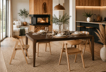 Стол Денис / Denis (каркас дуб) Stained oak 140x85+60х75 см + 4 стула Гуру дуб натуральный