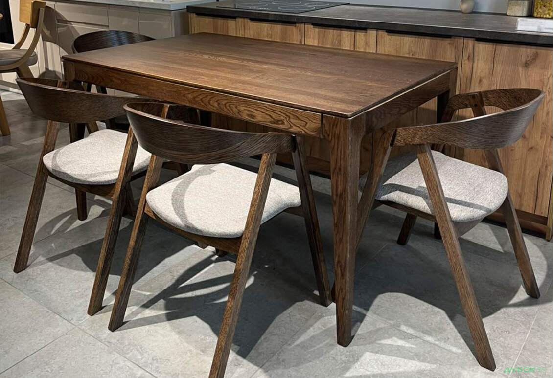 Зображення 4 - Стіл Деніс / Denis (каркас дуб) Stained oak 140x85+60х75 см + 4 стільця Гуру Tender Stained oak, тканина Diosa 19