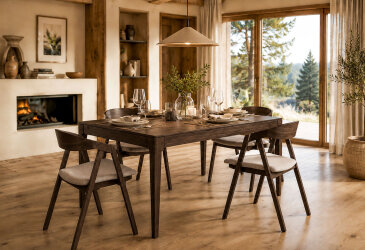 Стол Денис / Denis (каркас дуб) Stained oak 140x85+60х75 см + 4 стула Гуру Tender Stained oak, тканина Diosa 19